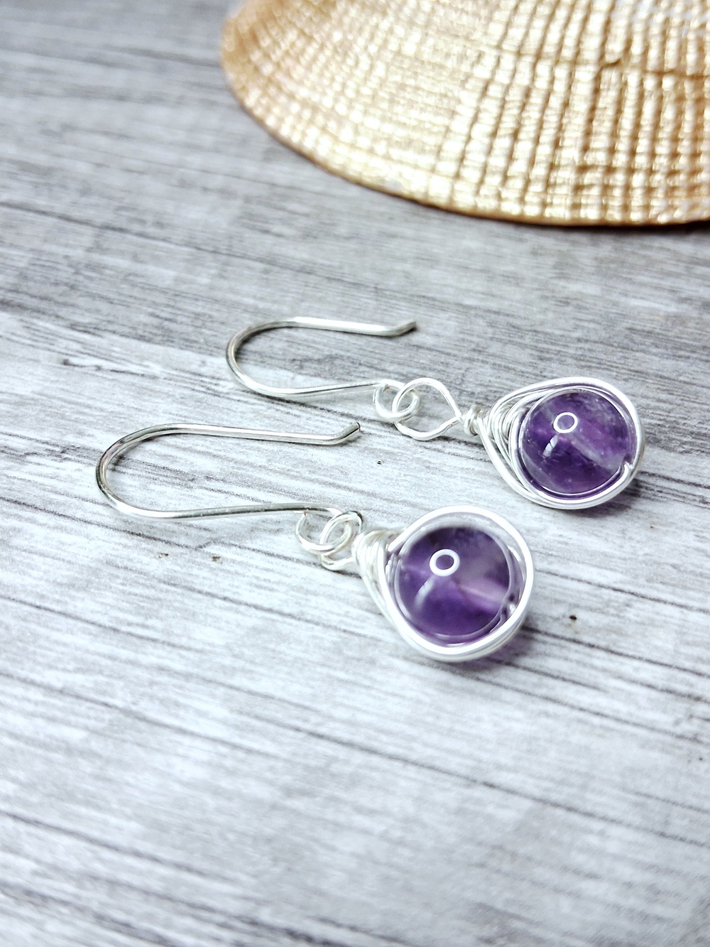 Dainty Amethyst Gemstone Drop Earrings